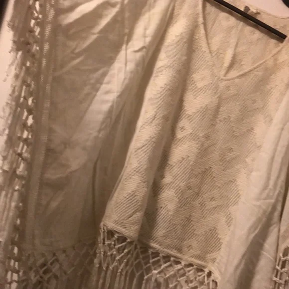 Anthropologie boho fringed kaftan top/ coverup, lightly worn, sz xs - Picture 3 of 8